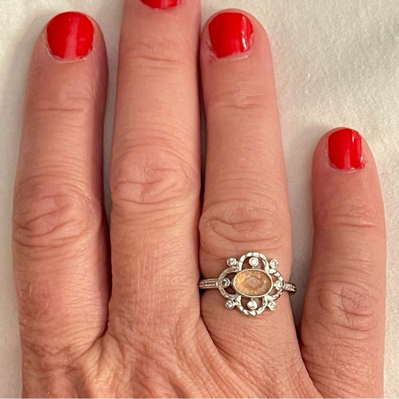 “Follow your Dreams” RBP2850 Genuine Carnelian Quartz on Rhodium plating Sz 7 - Picture 2 of 5